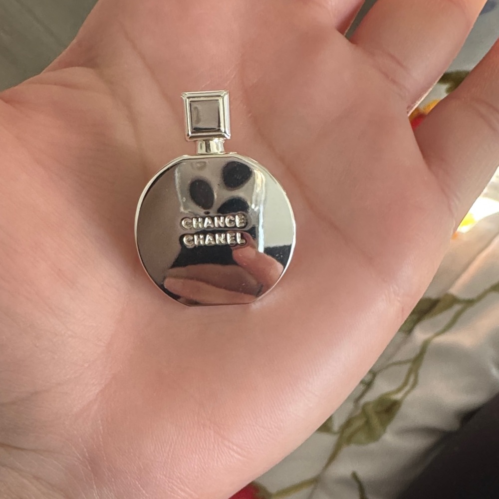 CHANEL Chance Silver-Tone Perfume Bottle Charm Pendant